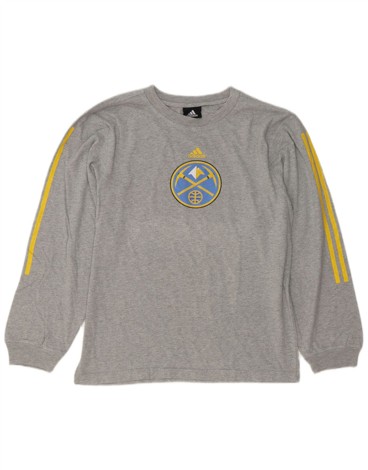 Adidas Herre Denver Nuggets Grafisk Top Langærmet Medium Grey Flecked