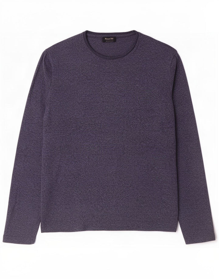 Massimo Dutti Dame Top Langærmet UK 16 Large Navy Blue Silk