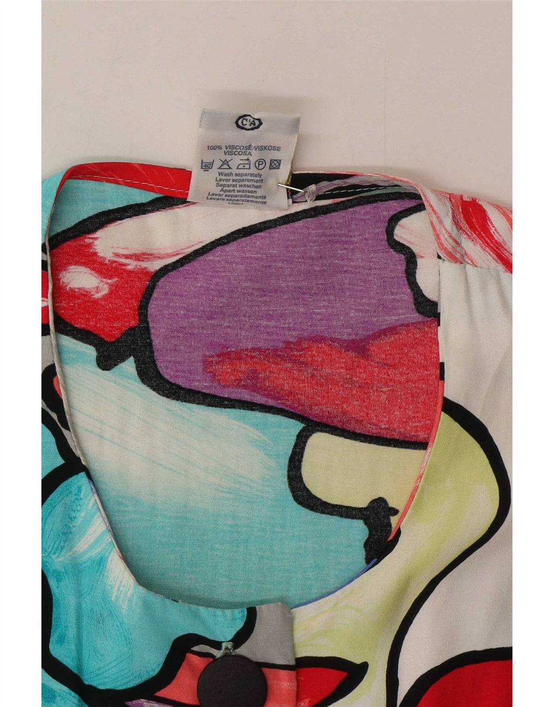 C&A Womens Abstrakt mønster Skjortebluse UK 16 Large Multicolor