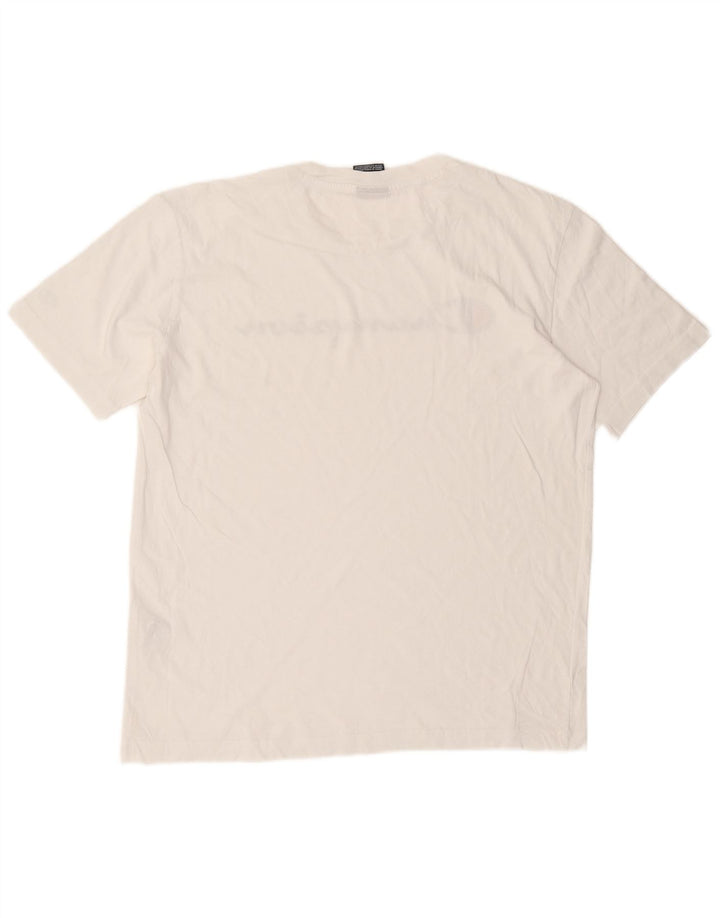 Champion Herre Grafisk T-Shirt Top Medium Hvid Bomuld