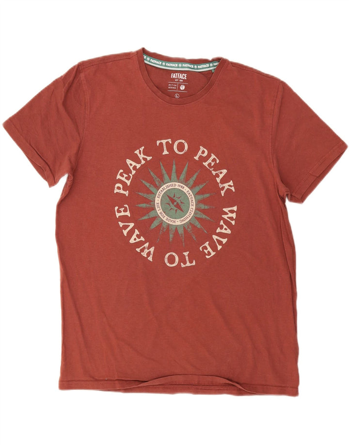 FAT FACE Herre Regular Fit Grafisk T-Shirt Top Stor Rød Bomuld