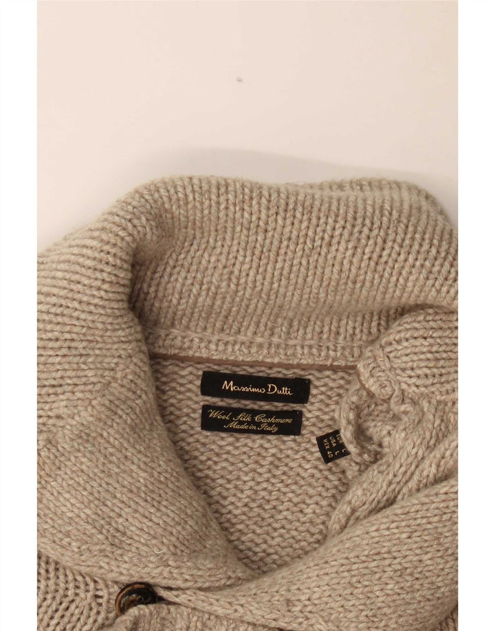 Massimo Dutti Herre Cardigan Sweater Stor Beige Uld