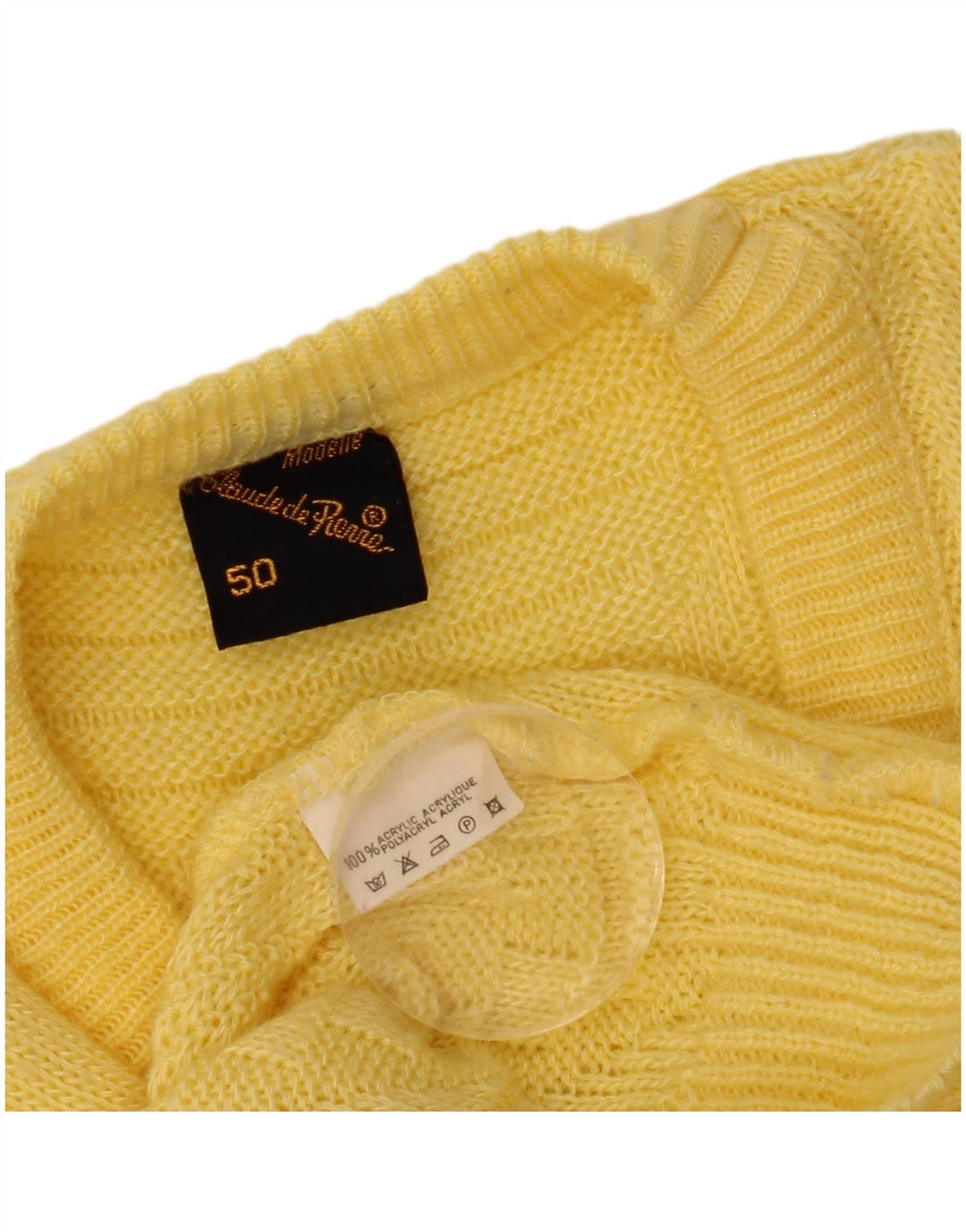 CLAUDE DE PIERRE Herre V-hals sweater IT 50 Medium Gul Akryl