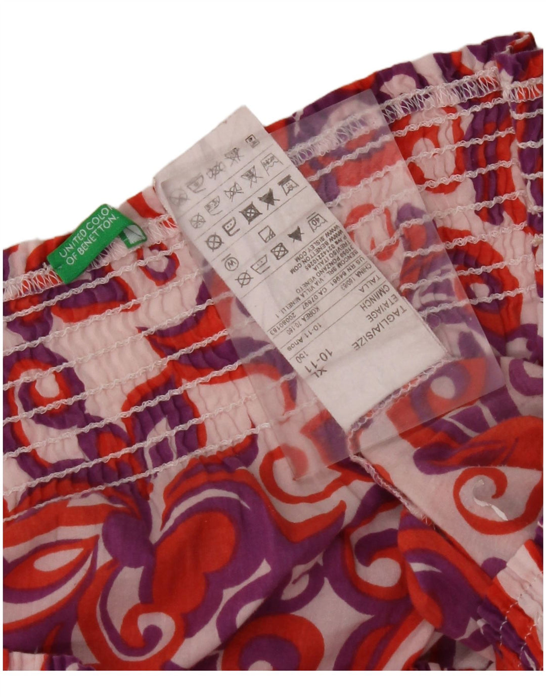 BENETTON Piger Off Shoulder Top 10-11 år XL Flerfarvet blomsterbomuld