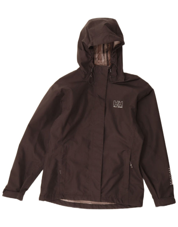 Helly Hansen Regnjakke med hætte til kvinder UK 14 Medium Sort Polyester