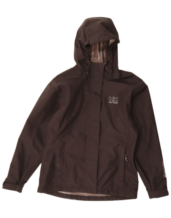 Helly Hansen Regnjakke med hætte til kvinder UK 14 Medium Sort Polyester