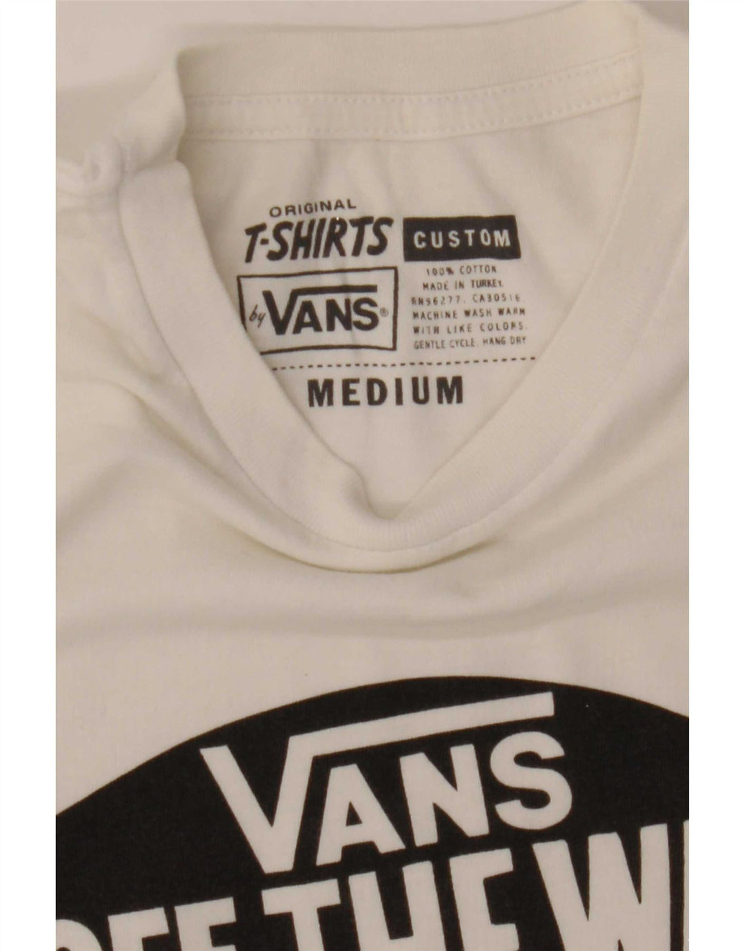 Vans Herre Custom Fit Grafisk T-shirt Top Medium Hvid Bomuld