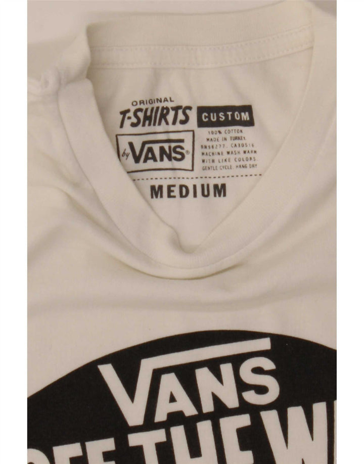 Vans Herre Custom Fit Grafisk T-shirt Top Medium Hvid Bomuld