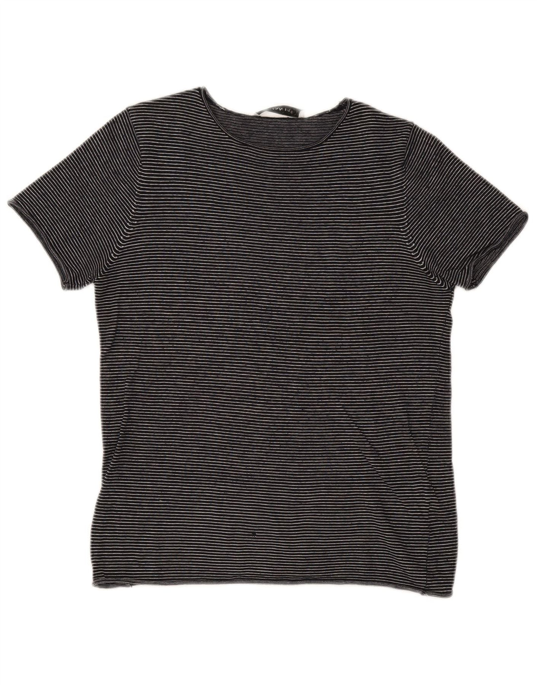 Zara Dame T-Shirt Top UK 12 Mellem marineblå stribet