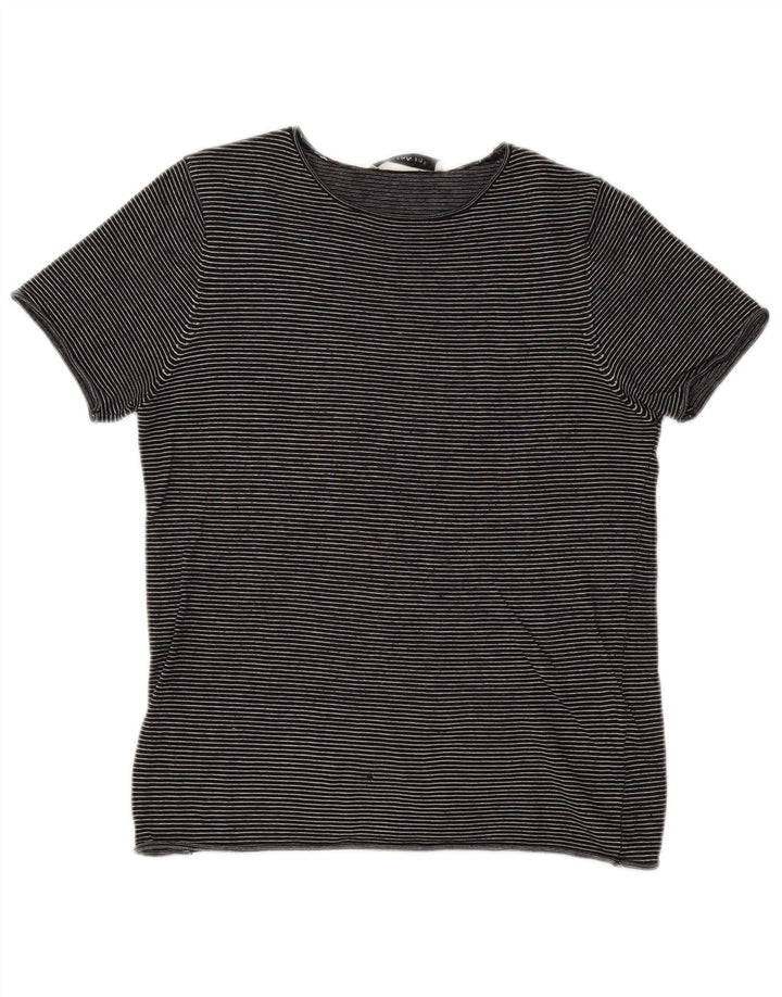 Zara Dame T-Shirt Top UK 12 Mellem marineblå stribet