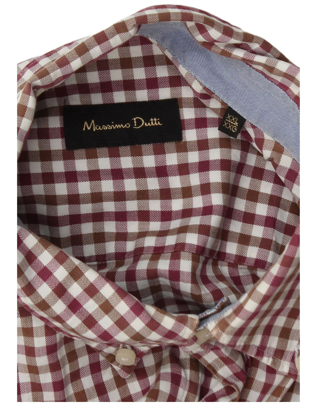 Massimo Dutti Herre Flannel Shirt 2XL Burgundy Gingham