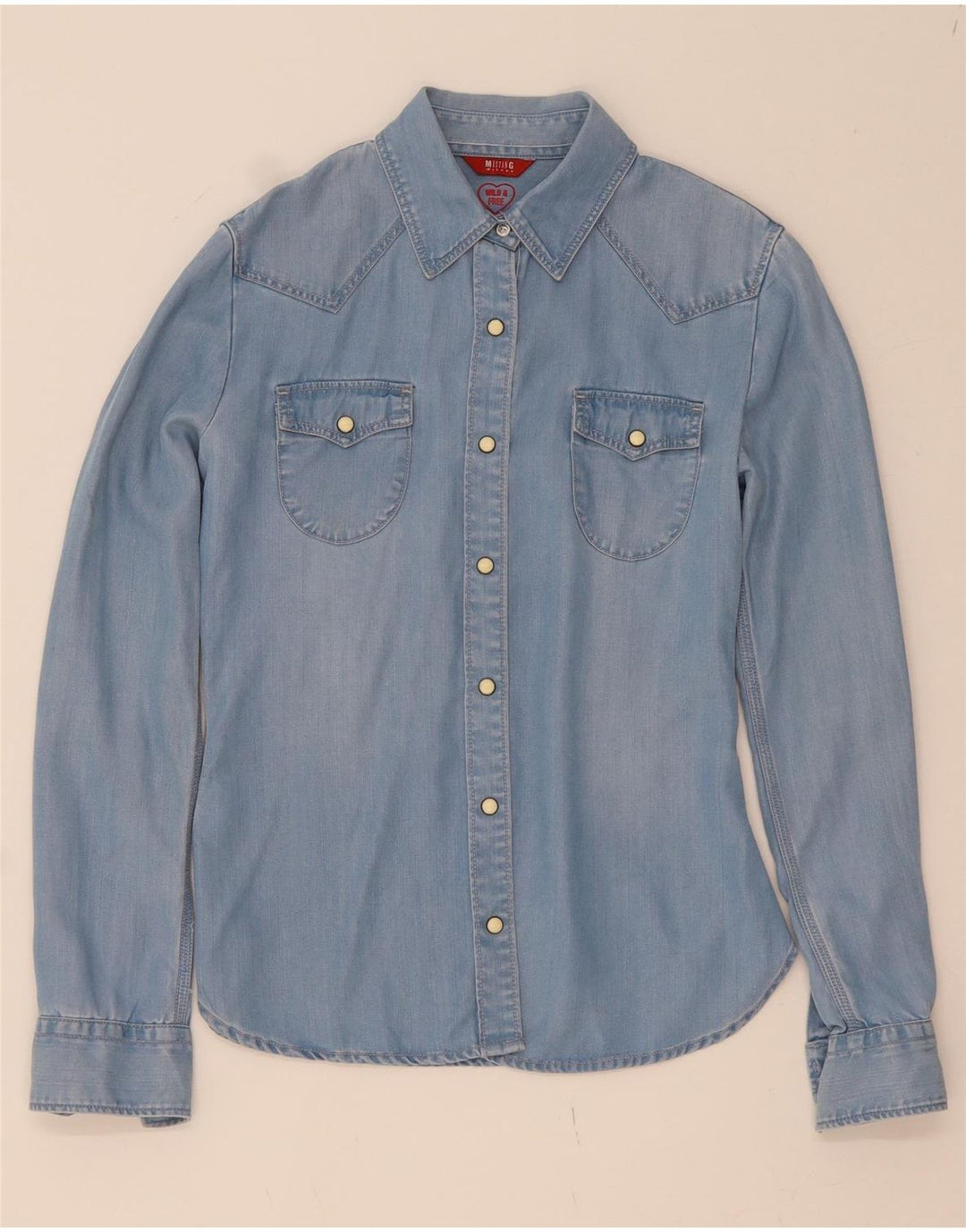 MUSTANG Womens Denim Shirt EU 34 XS Blue Vintage Mustang and Second-Hand Mustang from Messina Hembry 