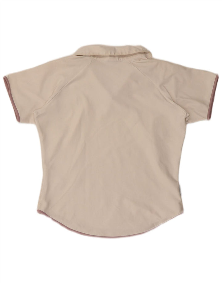 NIKE Dame Dri Fit Crop Polo Shirt US 8/10 Medium White Polyester