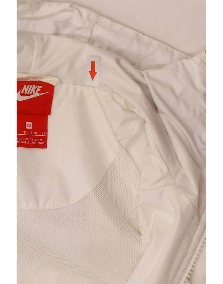 Nike dame træningsdragt med hætte topjakke UK 6 XS Hvid Colourblock Polyester