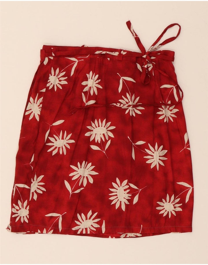 PIMKIE Womens Wrap Skirt IT 44 Medium W26  Red Floral Viscose Vintage Pimkie and Second-Hand Pimkie from Messina Hembry 