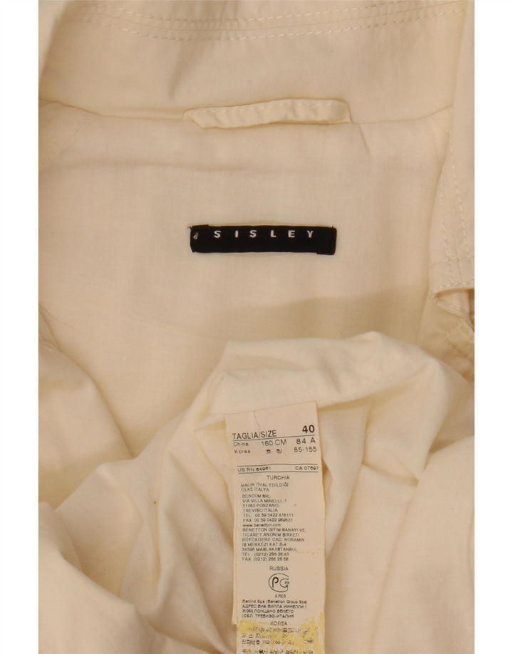 Sisley Womens Pea Coat IT 40 Small Off White Bomuld