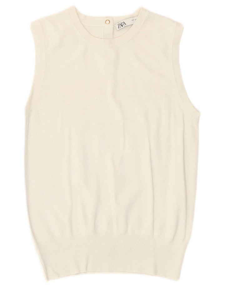 Zara Dame Vest Tank Top UK 10 Small White