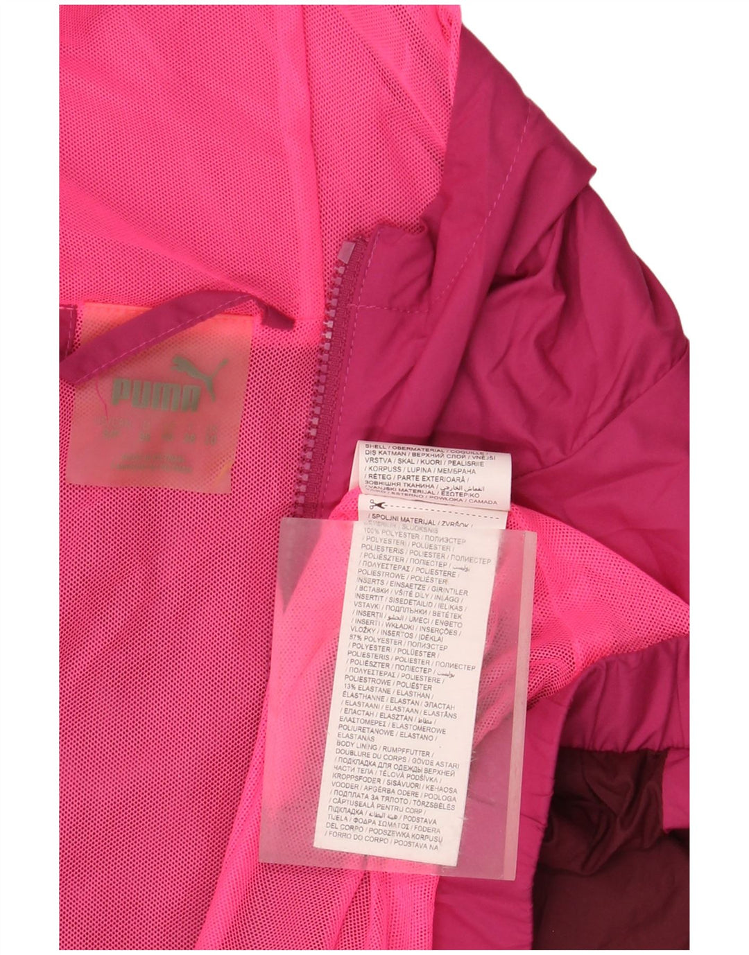 PUMA Regnjakke med hætte i overstørrelse til kvinder UK 10 Small Pink Colourblock