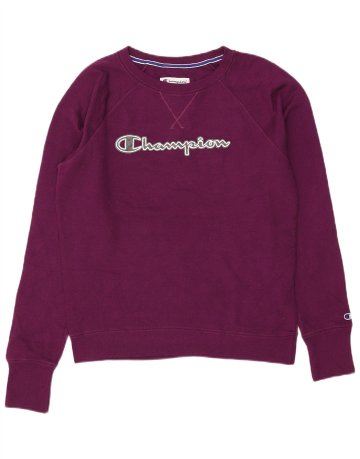 Champion Dame Grafisk Oversized Sweatshirt Jumper UK 10 Lille Lilla