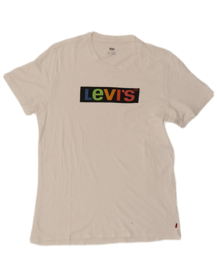 Levi's Herre Grafisk T-Shirt Top Stor Hvid