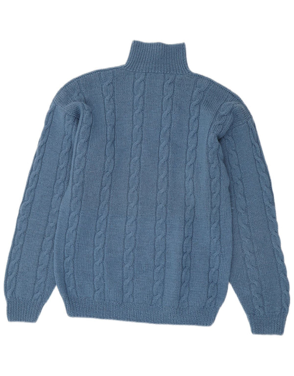 Vintage Herre Turtle Neck Jumper Sweater Medium Blue