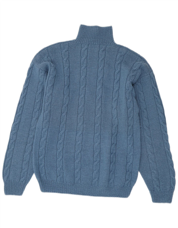 Vintage Herre Turtle Neck Jumper Sweater Medium Blue