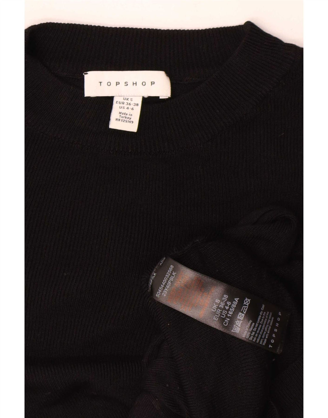 Topshop Womens Crop Oversized Top Langærmet UK 10 Small Black Viscose