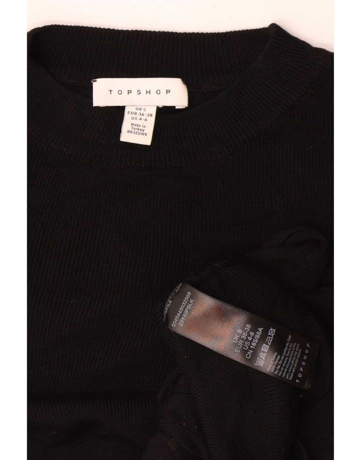 Topshop Womens Crop Oversized Top Langærmet UK 10 Small Black Viscose