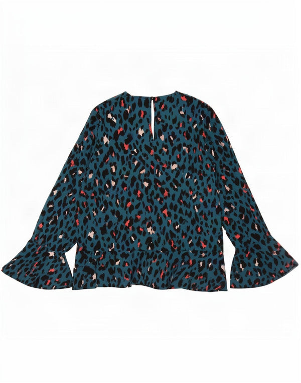 Coast Dame Langærmet Bluse Top UK 14 Large Blue Flecked Polyester