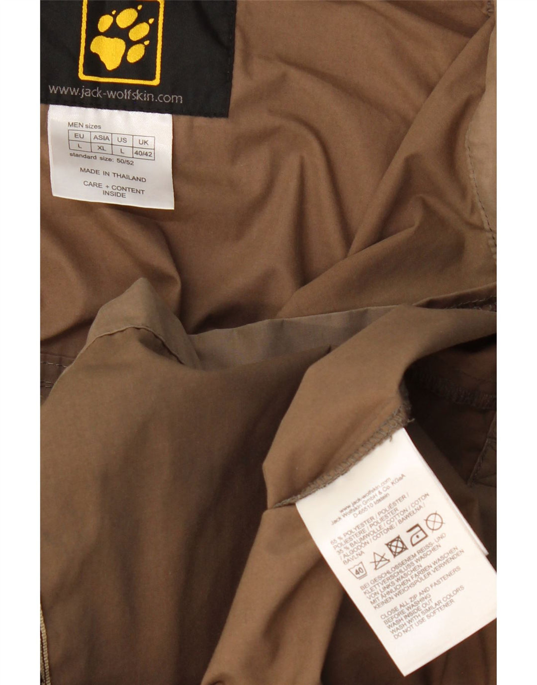 JACK WOLFSKIN Herre Hooded Utility Jacket UK 40/42 Large Brown Polyester