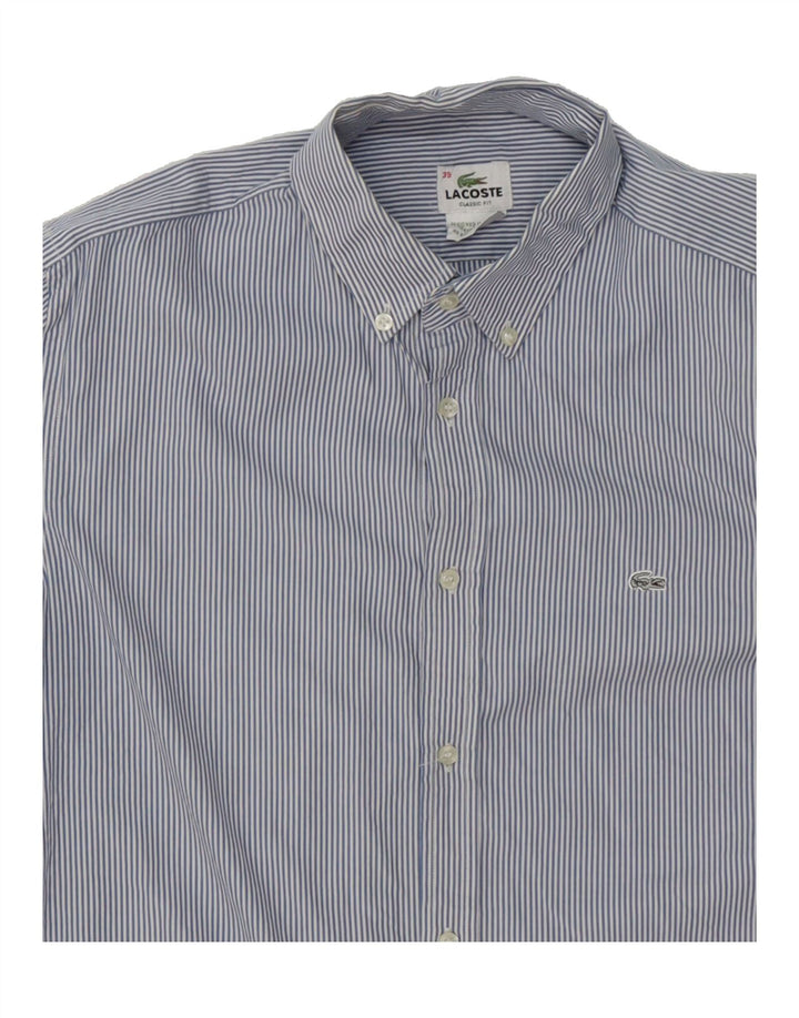 LACOSTE Mens Classic Fit Shirt Size 39 Medium Blue Striped Cotton Vintage Lacoste and Second-Hand Lacoste from Messina Hembry 