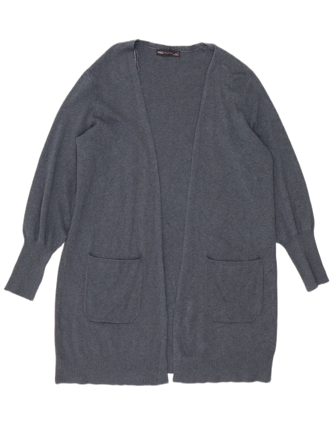 Marks & Spencer Dame Longline Open Cardigan Sweater UK 14 Large Blue