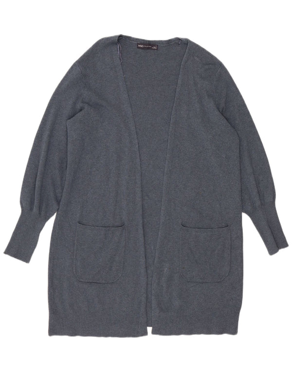 Marks & Spencer Dame Longline Open Cardigan Sweater UK 14 Large Blue
