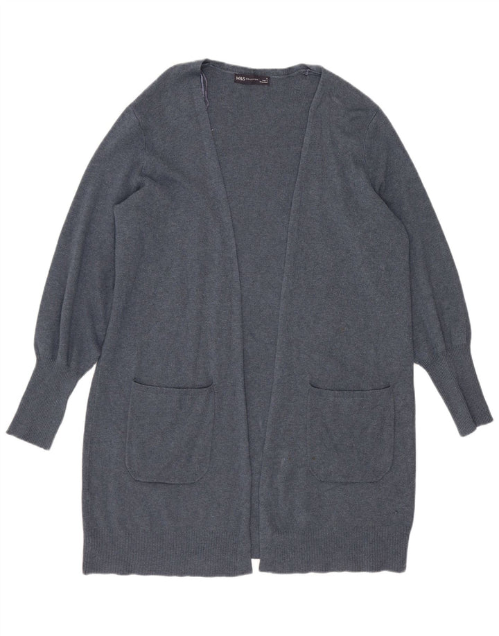 Marks & Spencer Dame Longline Open Cardigan Sweater UK 14 Large Blue