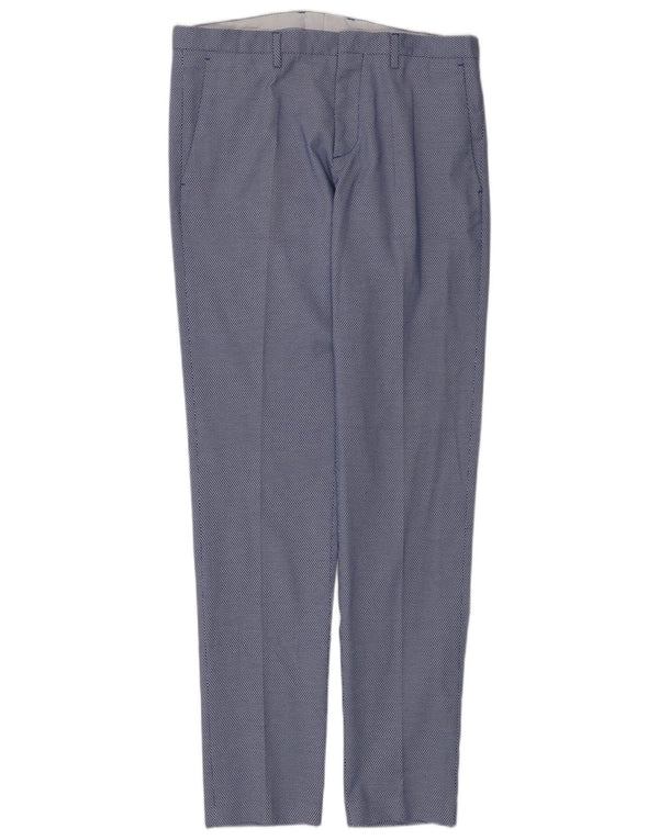 Zara Herre Slim Suit Bukser EU 44 Large W34 L33 Blue Geometric