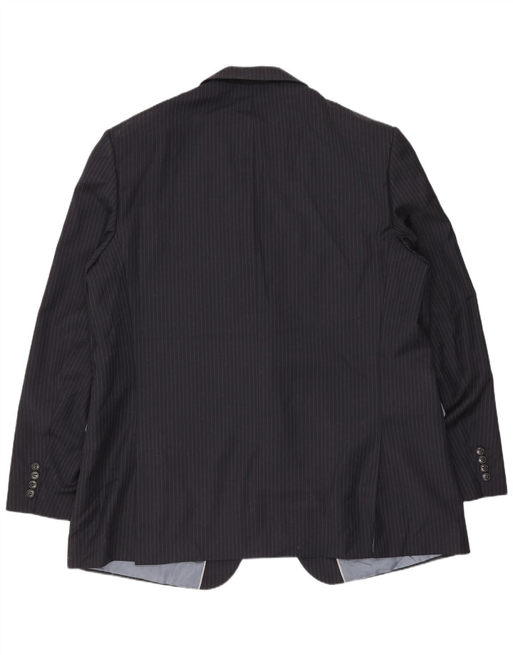 Marks & Spencer Herre Longline Blazer Jacket UK 48 2XL Navy Blue Pinstripe