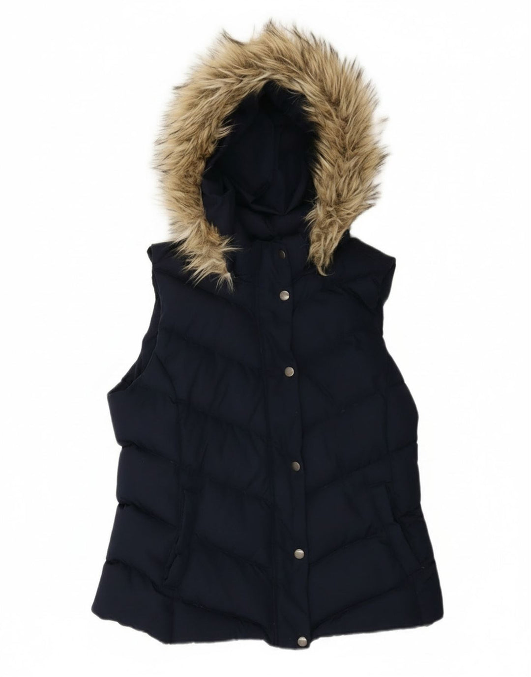 Gap Dame Hooded Polstret Gilet UK 14 Medium Navy Blue Polyester