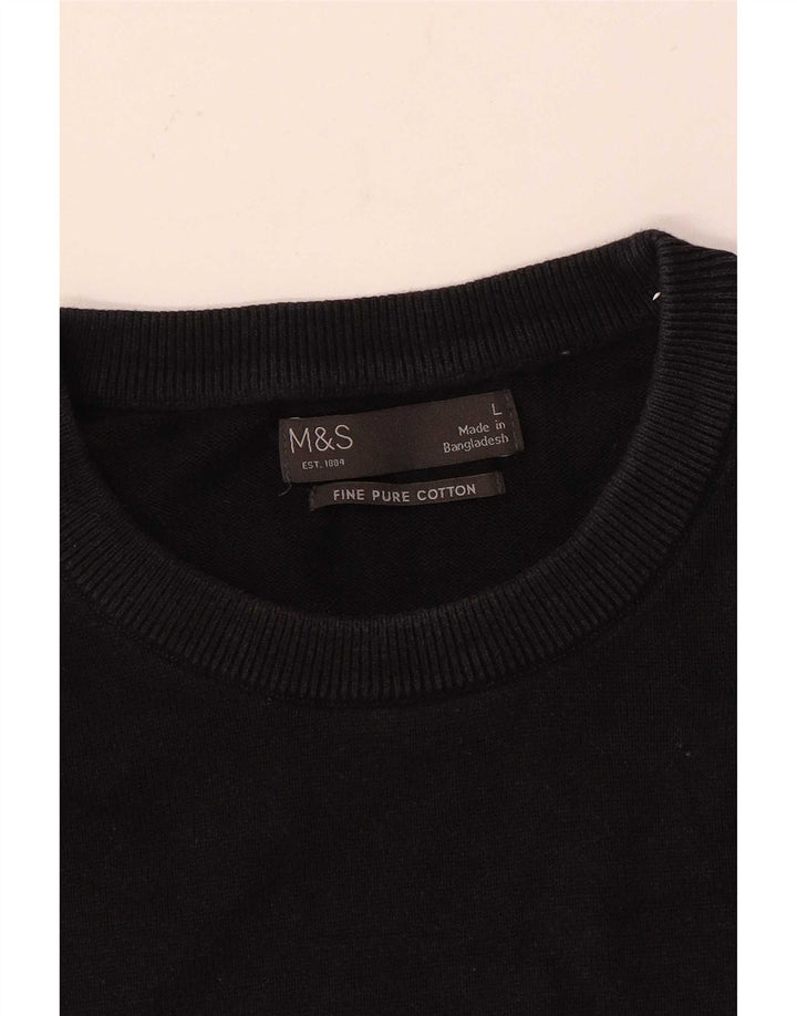 Marks & Spencer Herre sweater med rund hals, stor sort bomuld