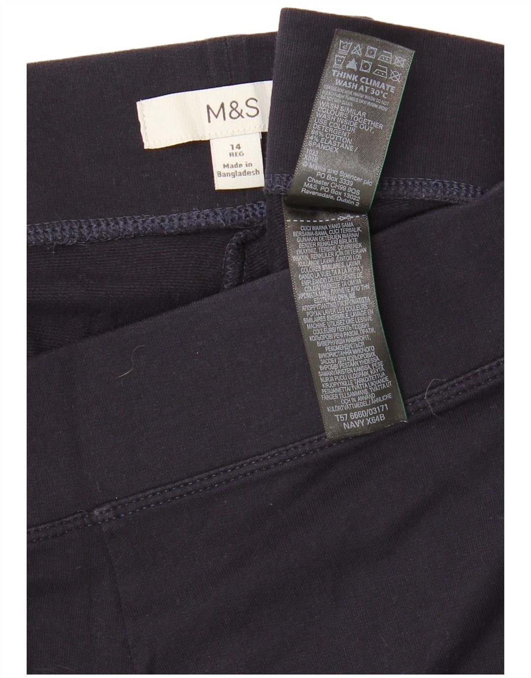 MARKS & SPENCER Leggings til kvinder UK 14 Stor marineblå bomuld