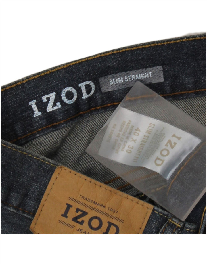 IZOD Herre Slim Straight Jeans W40 L30 Blå Bomuld