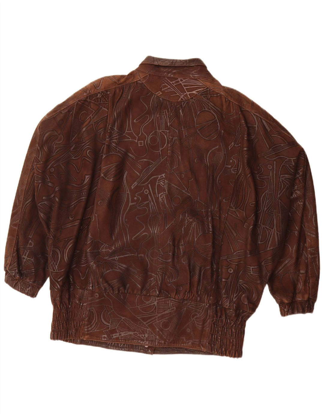 Vintage kvinders abstrakt mønster oversized jakke EU 38 medium brun