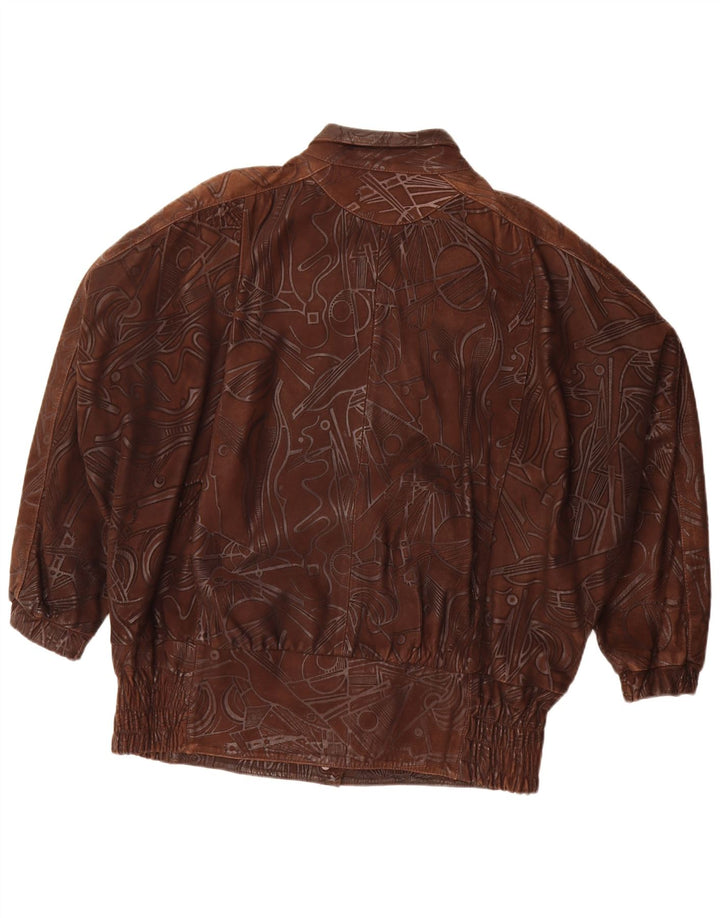 Vintage kvinders abstrakt mønster oversized jakke EU 38 medium brun