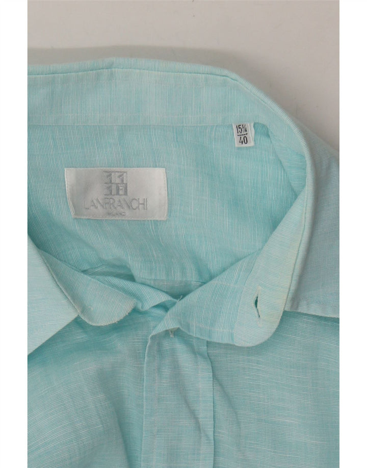 VINTAGE Mens Shirt Size 15 3/4 40 Medium Turquoise Vintage Vintage and Second-Hand Vintage from Messina Hembry 