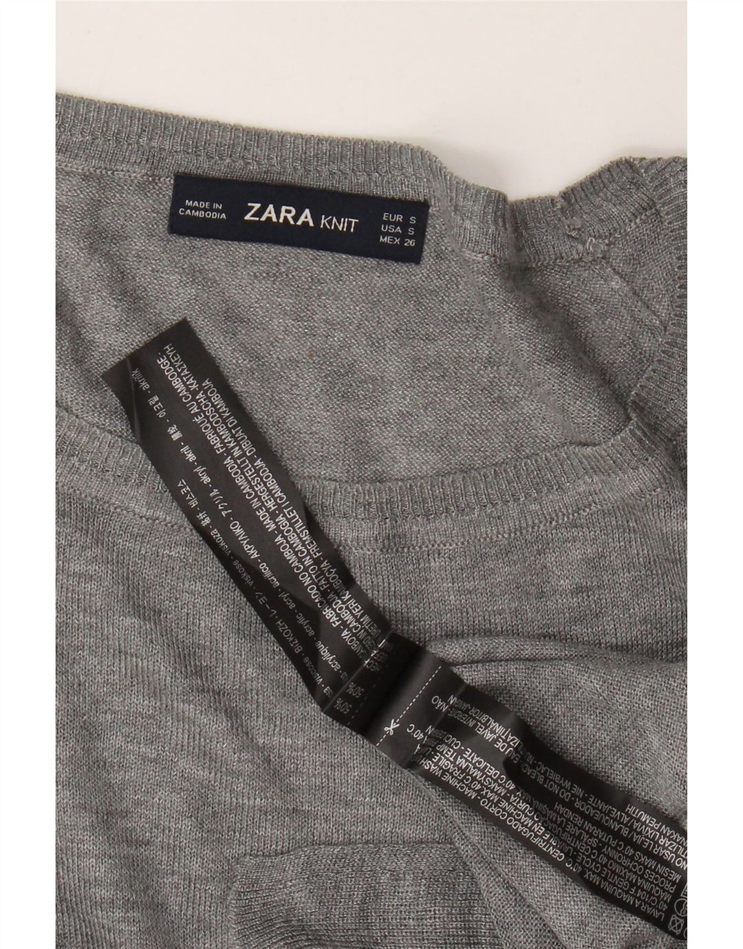 Zara Dame Loose Fit Boat Neck Jumper Sweater UK 10 Small Grey Viscose