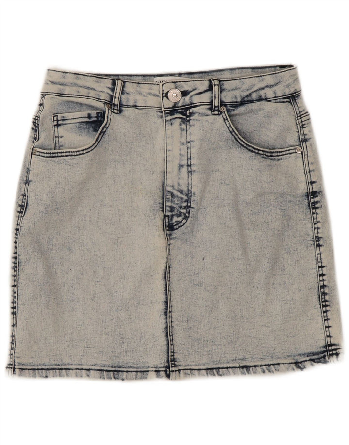 Zara Dame Denim Nederdel Medium W28 Blå