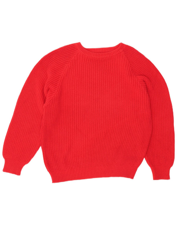Benetton Dame Oversized Boat Neck Jumper Sweater IT 48 XL Rød Bomuld