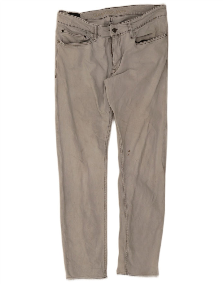 Calvin Klein Herre Slim Jeans W36 L32 Grå Bomuld