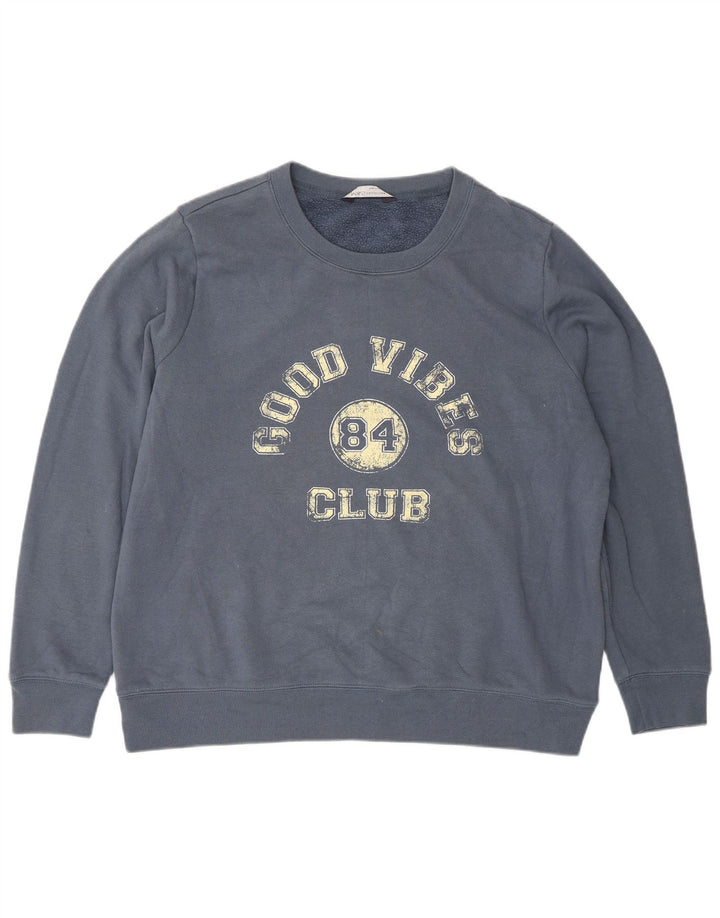 Marks & Spencer Dame Grafisk Sweatshirt Jumper UK 16 Large Navy Blue