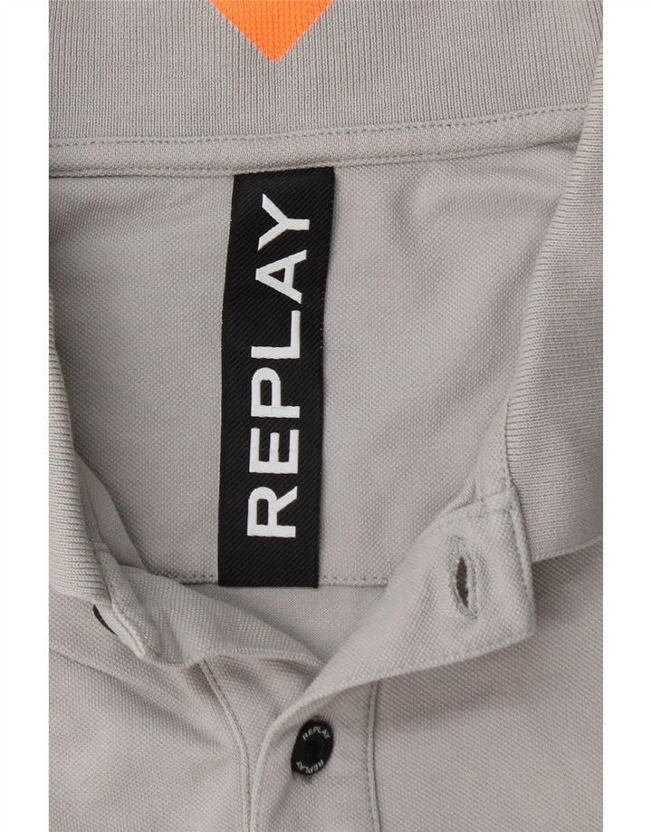 REPLAY Mens Polo Shirt Medium Grey