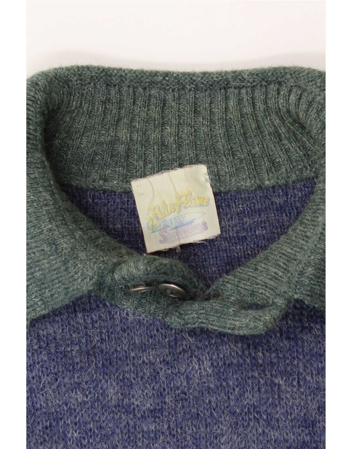 Blue Flame Herre Grafisk Polo Neck Jumper Sweater XL Flecked